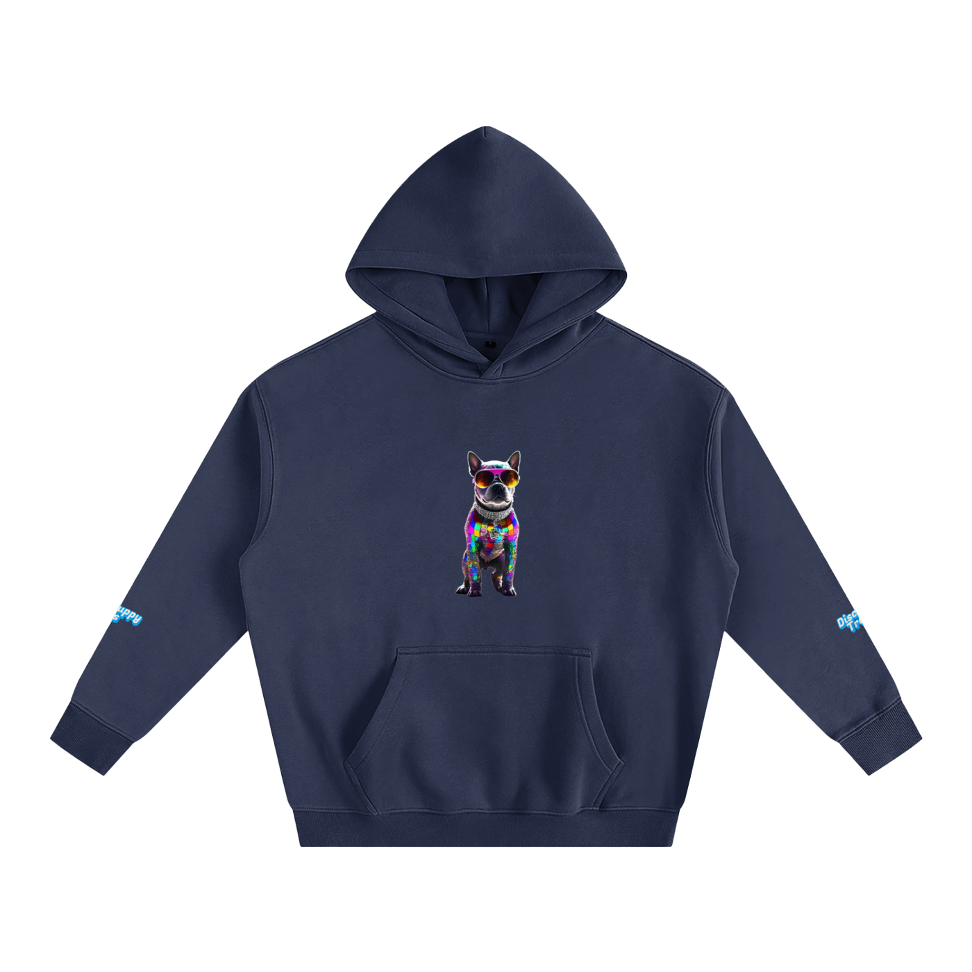 Disco Frenchie Fluro Fleeced Hoodie