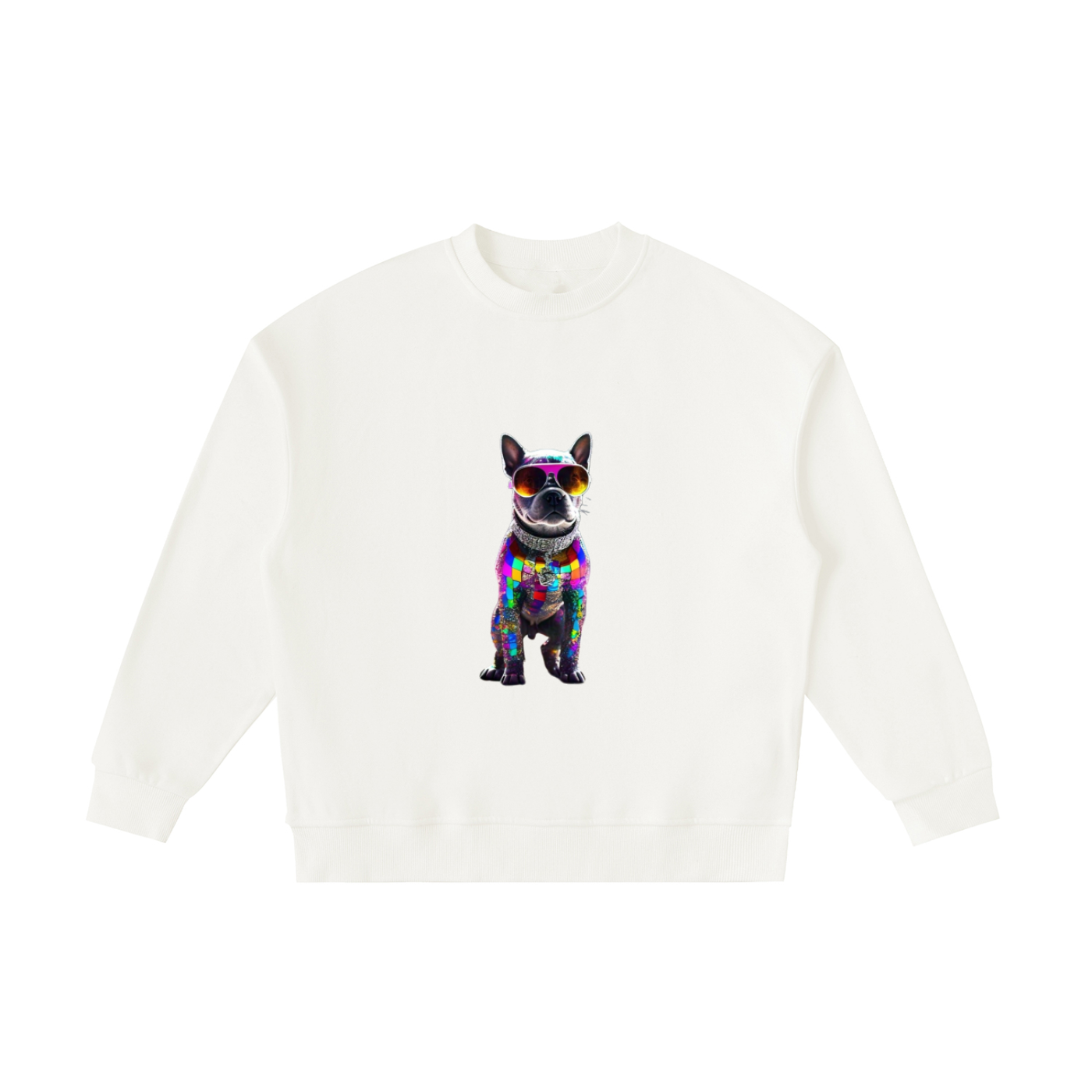 Disco Frenchie Fluro Kids' Crewneck Sweatshirt