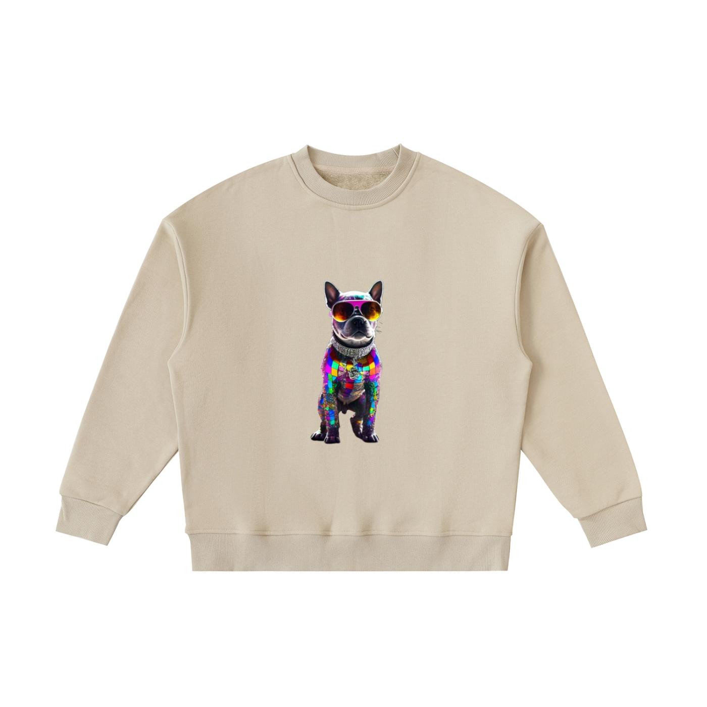 Disco Frenchie Fluro Kids' Crewneck Sweatshirt