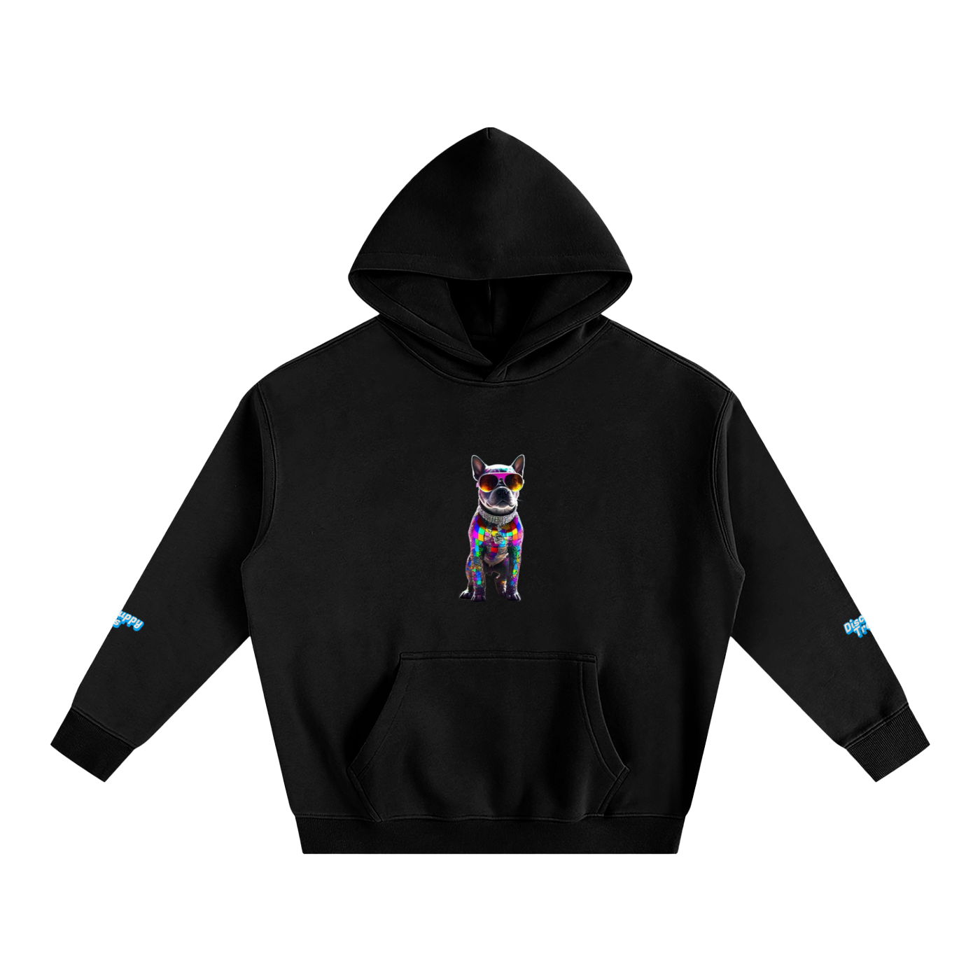 Disco Frenchie Fluro Fleeced Hoodie