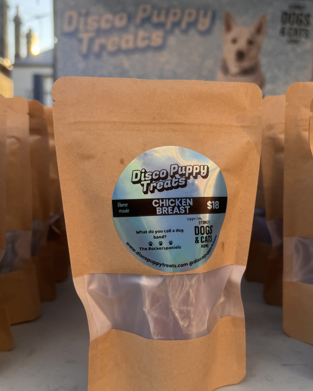 Single-ingredient dehydrated chicken breast natural dog treat by Disco Puppy Treats
