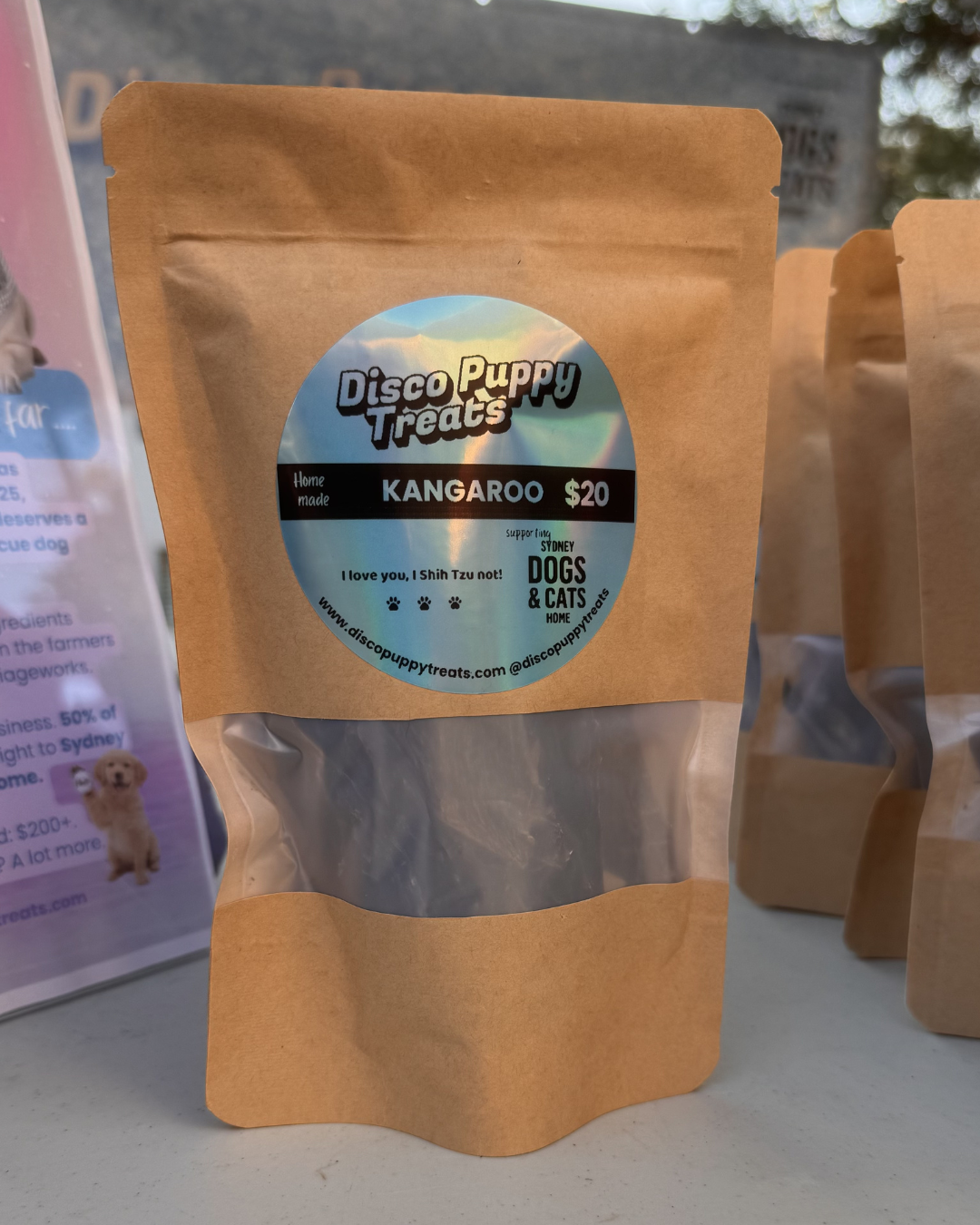 Single-ingredient dehydrated kangaroo natural dog treat by Disco Puppy Treats