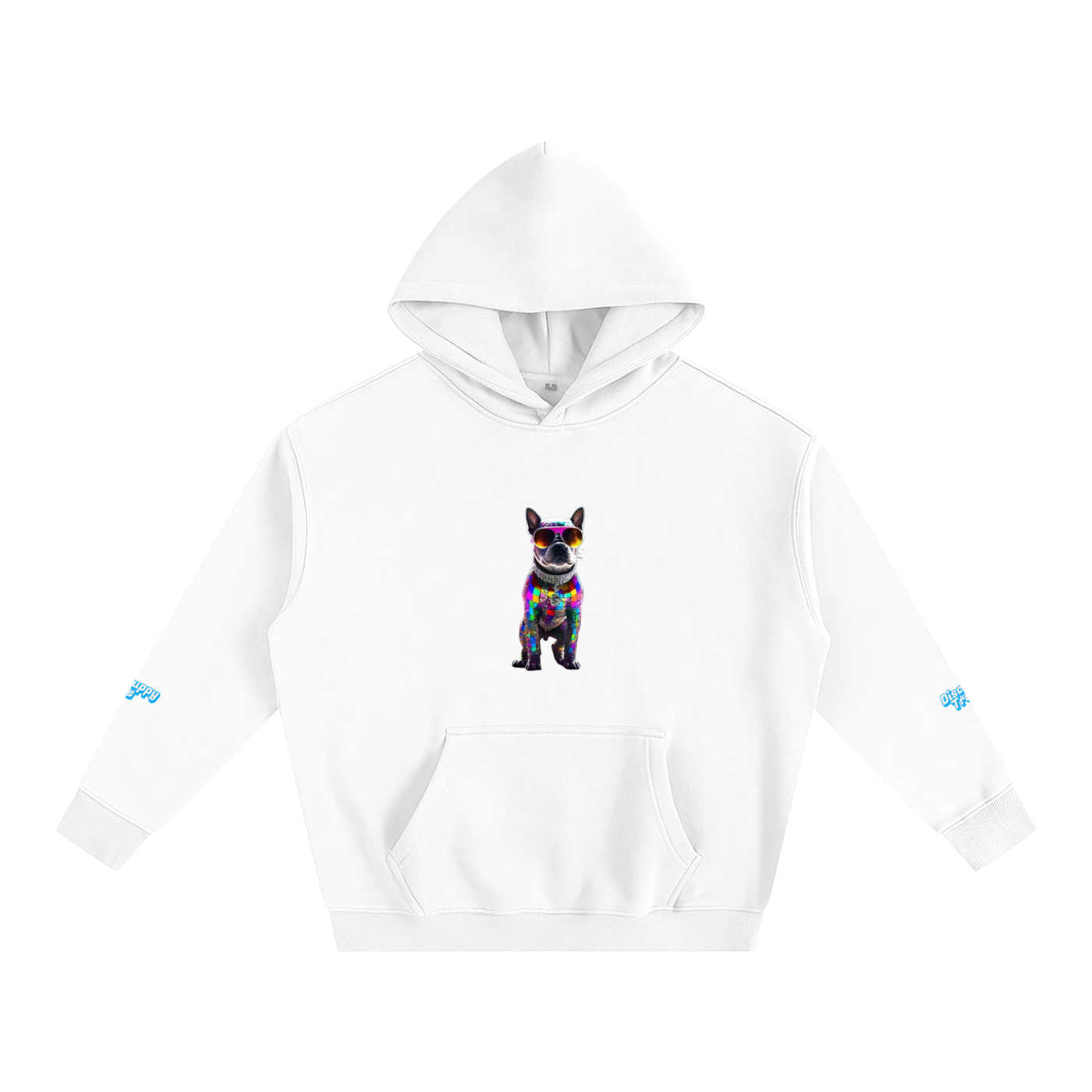 Disco Frenchie Fluro Fleeced Hoodie